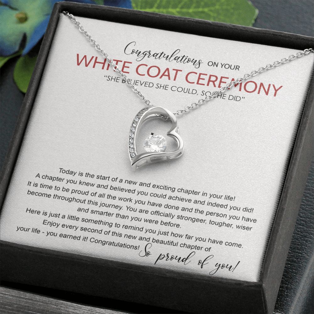White Coat Ceremony Gift Necklace, Chiropractor White Coat Ceremony, New Doctor Gift, Gifts Congrats Graduation Pendants Gift For Daughter, Granddaughter, White Coat Ceremony Necklace Gift Forever Love Necklace