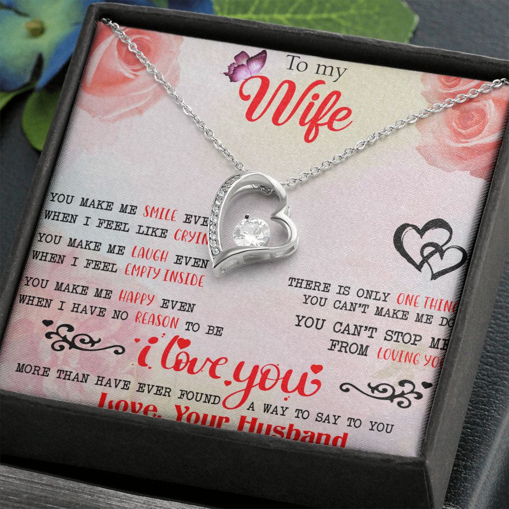To My Wife Necklace, Wedding Anniversary Jewelry For Women, Necklace For Wife from Husband, Gift For Wife Birthday Gifts From Husband Necklace, Jewelry With Message Card In A Gift Box3 Forever Love Necklace
