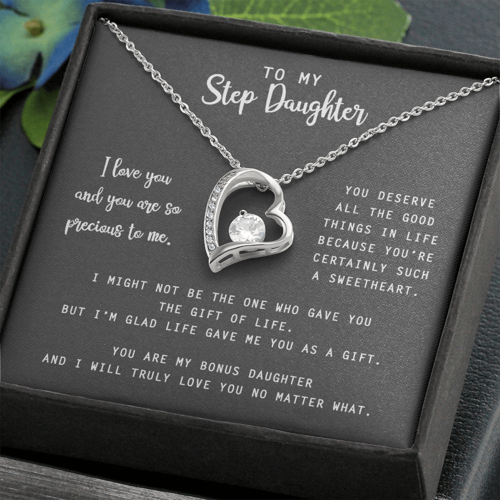 to My Step Daughter Necklace from Stepdad Bonus Daughters Birthday Xmas Congrats (1) Forever Love Necklace