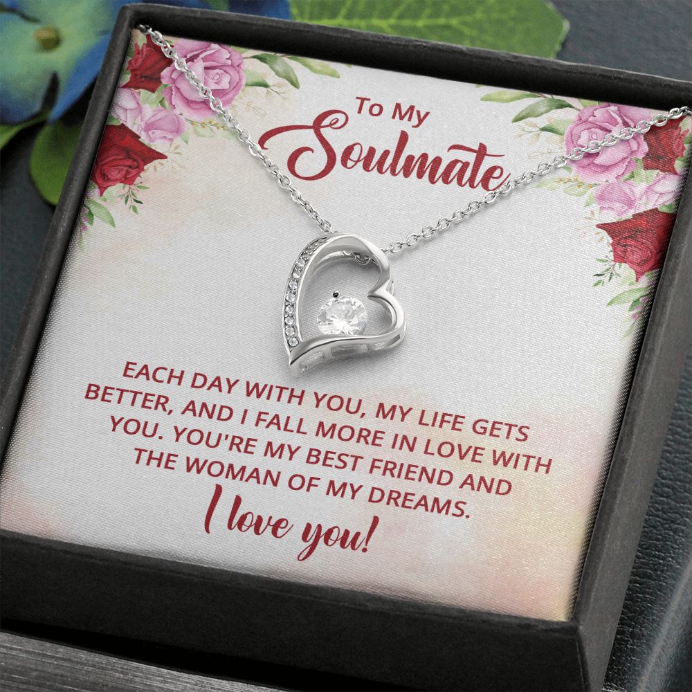 To My Soulmate Necklace for Women Birthday Christmas Jewelry Gifts For My Wife with Message Card Box Personalized Gift Present Pendant for Future Wife Soulmate Girlfriend Love 11 Forever Love Necklace