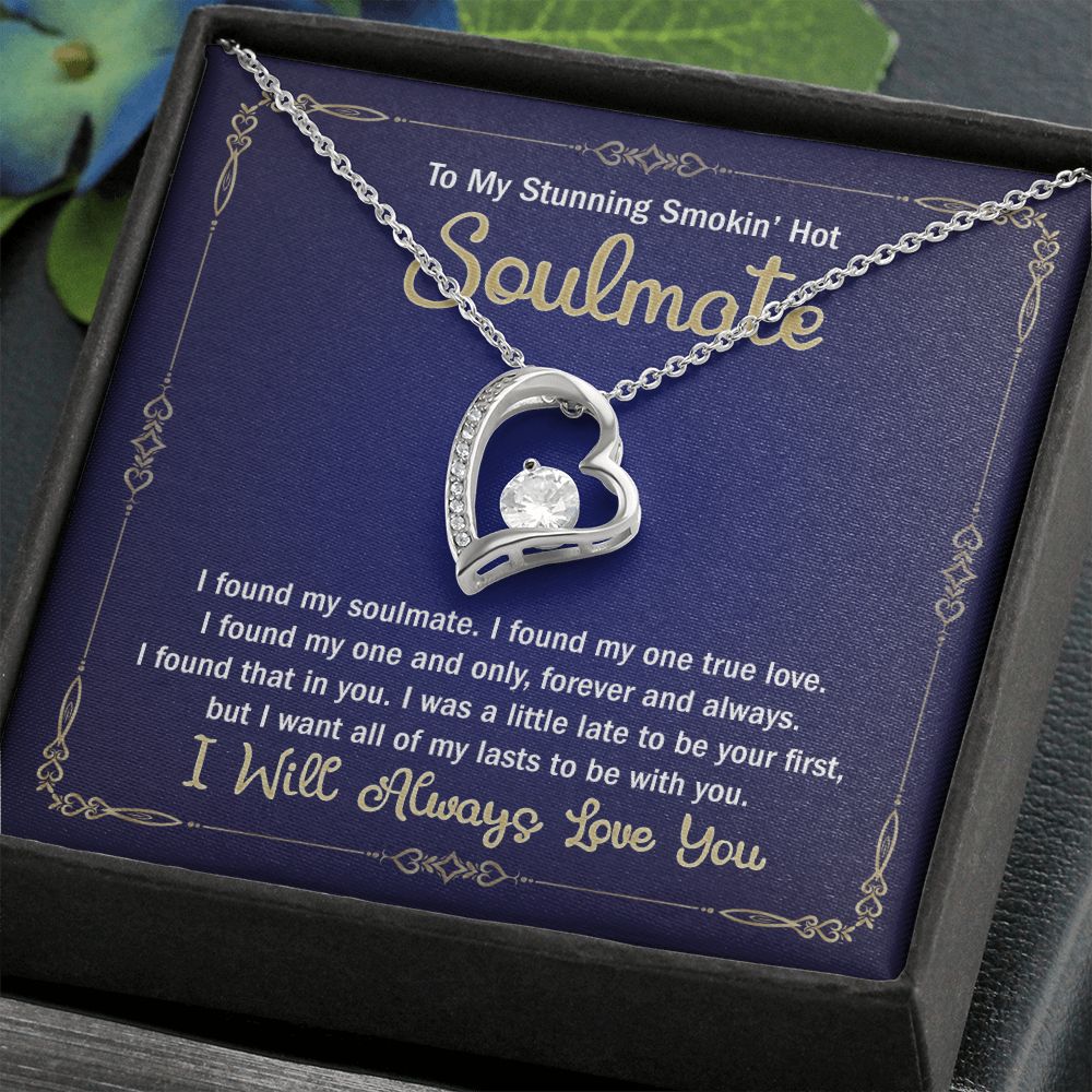 To My Smokin Hot Soulmate Necklace - Wife Gifts From Husband To My Wife Necklace, Gift for Her Romantic, Girlfriend Gifts Necklace for Wife from Men Includes Message Card and Gift Box 6 Forever Love Necklace