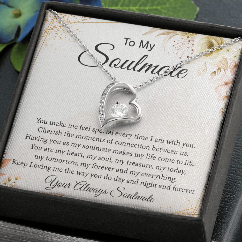 To My Soulmate Necklace for Women Birthday Christmas Jewelry Gifts For My Wife with Message Card Box Personalized Gift Present Pendant for Future Wife Soulmate Girlfriend Love 26 Forever Love Necklace