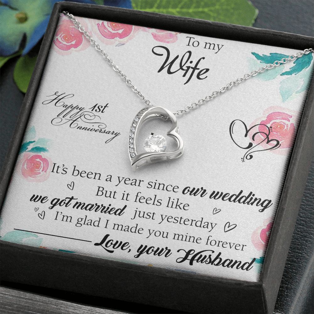 To My Wife Necklace, Wedding Anniversary Jewelry For Women, Necklace For Wife from Husband, Gift For Wife Birthday Gifts From Husband Necklace, Jewelry With Message Card In A Gift Box2 Forever Love Necklace