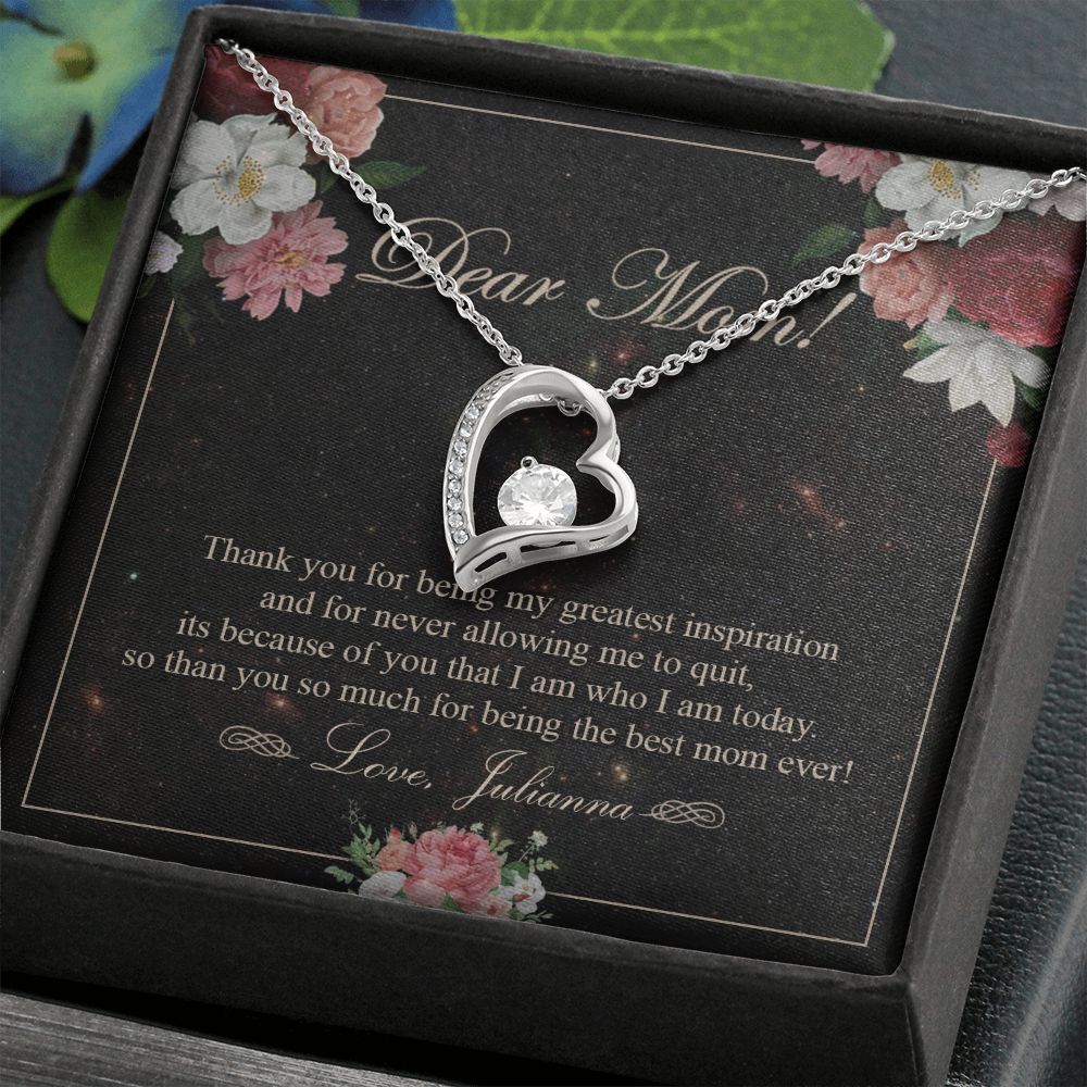 To My Mom Necklace, Gift For Mom On Mother's Day Thank You Mom Gifts From Kids Mom Julianna Forever Love Necklace