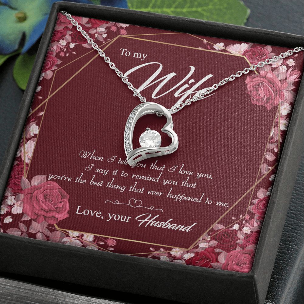 To My Wife Necklace Pendant Gift From Husbnd Habby Birthday Jewelry with Message Card and Gift Box. Wife Necklace Gift for Wife from Husband Valentine's Day Gift For Wife Future Wife Forever Love Necklace