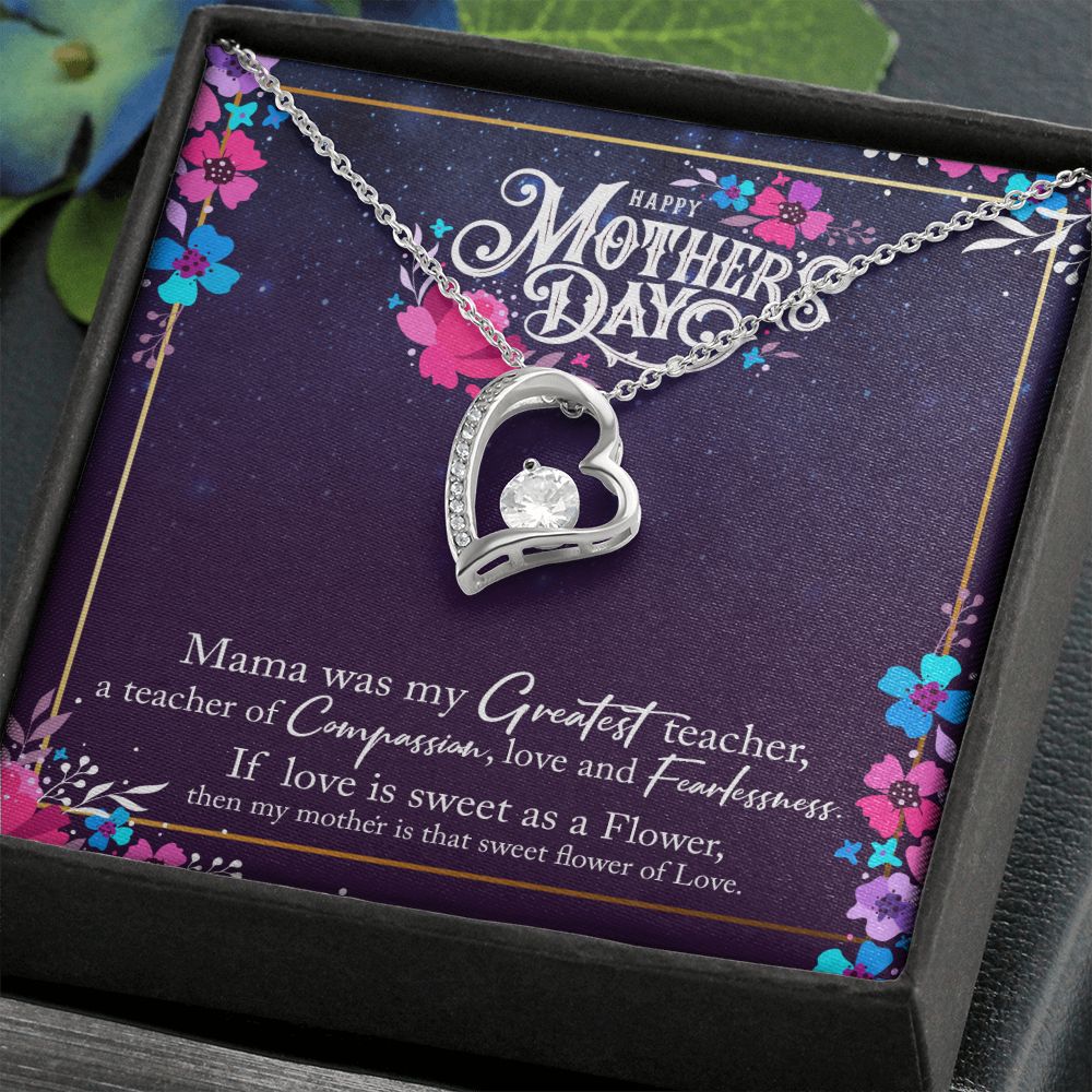 To My Mom Mother Necklace Pendant Gìt From Daughter Or Son Happy Mothers Day Mama Was My Greatest Teacher With Message Card Gift For Mom Forever Love Necklace