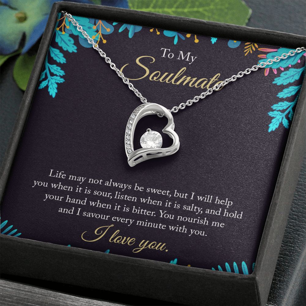 To My Soulmate Necklace for Women Birthday Christmas Jewelry Gifts For My Wife with Message Card Box Personalized Gift Present Pendant for Future Wife Soulmate Girlfriend Love 16 Forever Love Necklace