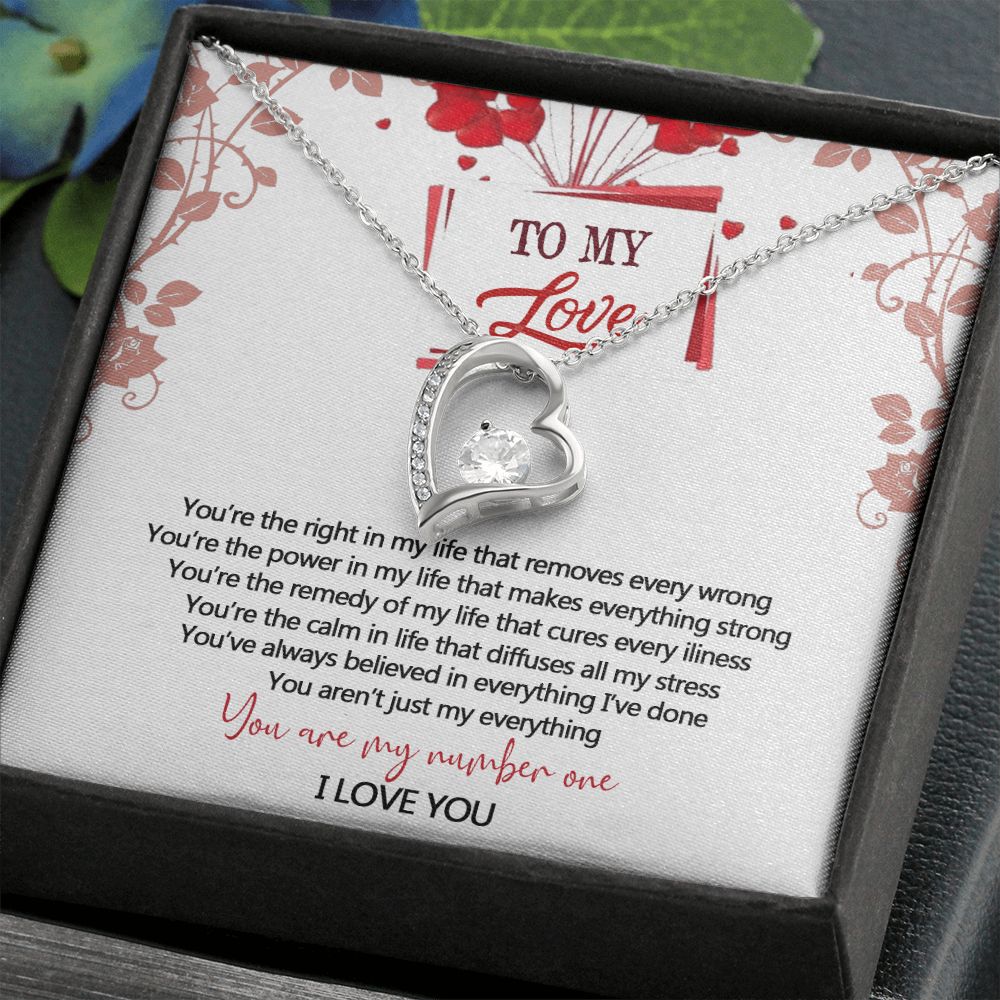 To My Love Interlocking Hearts Necklace With Box Message Card, Gift For My Love Forever Love Necklace
