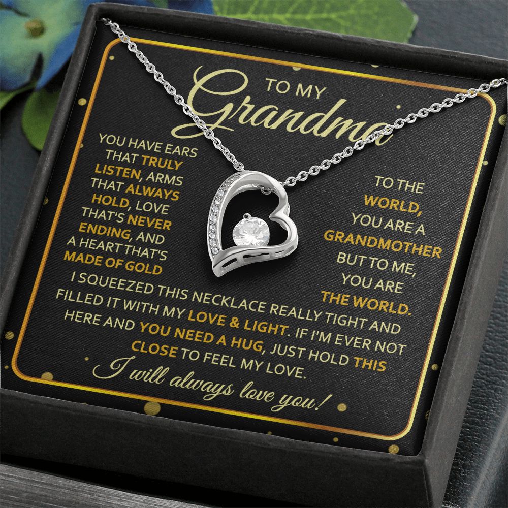 To My Grandma Necklace, Gift for Grandmother Necklace, Mothers Day Gift For Grandma Nana, Grandma Jewelry From Grandchildren GrandKids , Jewelry Box Gift For Grandma Grandmother7 Forever Love Necklace