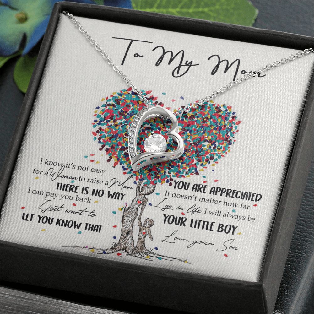To My Mom Necklace Pendant Gift From Son  And Happy Mother's Day Gift For Mom Birthday, Anniversary You Are Appreciated I Go In Life Your Little Boy Forever Love Necklace