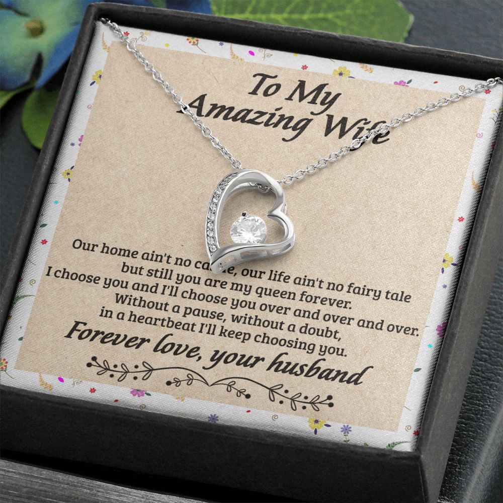 Birthday Gifts For Wife, Necklace Gifts For Wife From Husband, To My Wife Jewelry For Women , To My Wife Necklace  from Husband Wedding Anniversary Present For Wife, Beautiful Wife Jewelry Christmas18 Forever Love Necklace