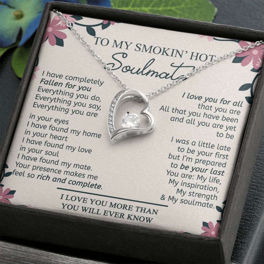 To My Smokin Hot Soulmate Necklace - Wife Gifts From Husband To My Wife Necklace, Gift for Her Romantic, Girlfriend Gifts Necklace for Wife from Men Includes Message Card and Gift Box 17 Forever Love Necklace