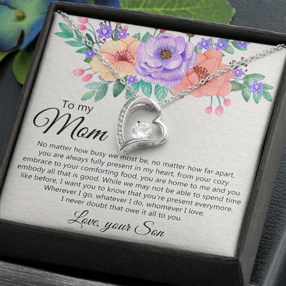 To my Mom Love Your Son Necklace, Meaningful Gift for Mom Necklace Jewelry for Women, Gift for Mom from Son, Son to Mom Jewelry Box, Mom Gift on Mother's Day Birthday Holiday Present Forever Love Necklace