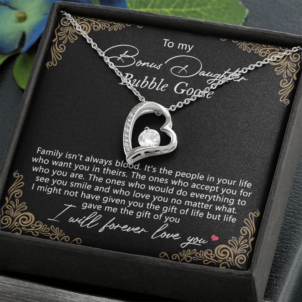 Bonus Daughter Gifts From Stepdad, Step Daughter Gifts From Stepmom, Stepdaughter Gifts From Stepdad, Father Stepdaughter Necklace, To My Bonus Daughter Necklaces, Christmas Gifts For Bonus9 Forever Love Necklace