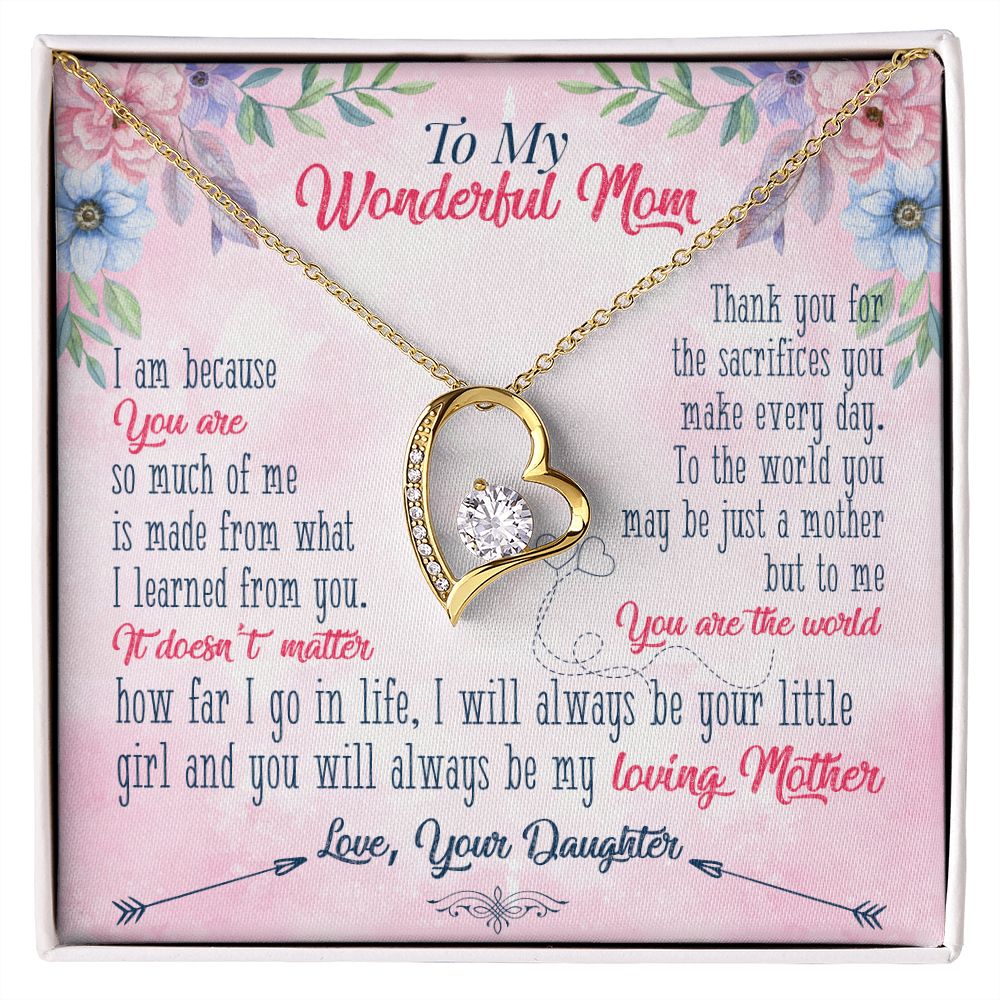To My Wonderful Mom Necklace Pendant Gift From Daughter Necklace Gift For To Mom Happy Mother's Day Mother In Law Gift On Birthday Anniversary Gift 30821 Forever Love Necklace