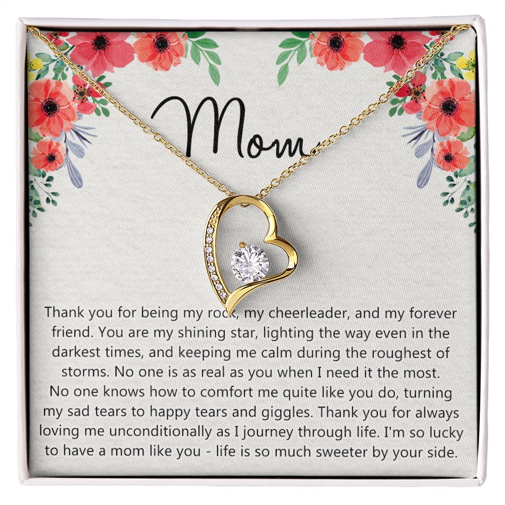 To My Mom Gift Necklace for Mother Daughter Jewelry, Thank You Mom Gift, Gift for Mom from Daughter to Mother Necklace Pendant Jewelry Box for Mom on Mother's Day Birthday Forever Love Necklace