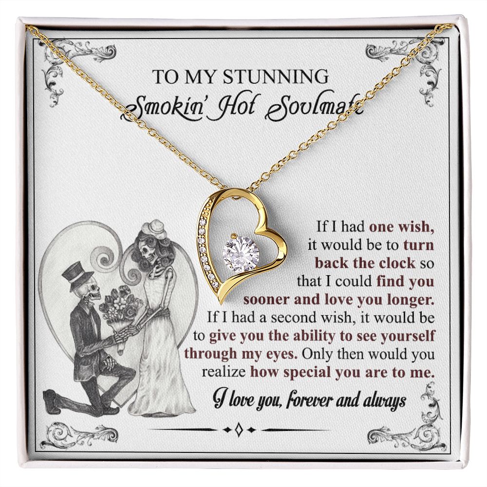 To My Soulmate Necklace for Women Birthday Valentines Day Jewelry Gifts For My Wife with Message Card Box Personalized Gift Present Pendant for Future Wife Soulmate Girlfriend Love 6 Forever Love Necklace