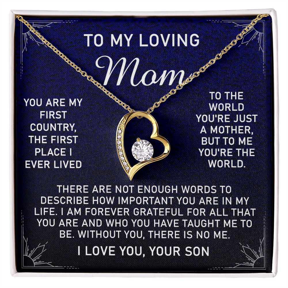 To My Loving Mom Necklace, Gift for Mom from Son, Mother's Day Jewelry Gift, Necklace for Mom Birthday Anniversary Mother's Day Jewelry Gift, To My Mom Necklace from Son Forever Love Necklace