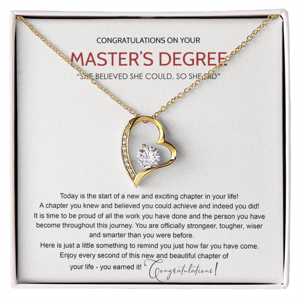 Master's Degree Graduation Gift Necklace, Masters Student Necklace Gift, Master's Student MBA Graduation Congrats Graduation Pendants Gift For Daughter, Granddaughter, Niece, Sister Forever Love Necklace