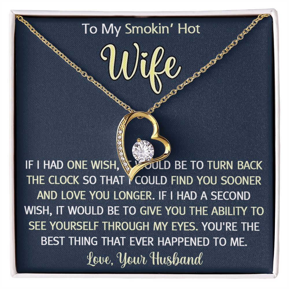 To My Smokin Hot Wife Necklace, Wedding Anniversary Jewelry For Women, Necklace For Wife from Husband, Gifts For Wife Birthday Gifts Necklace, Jewelry With Message Card In A Gift Box3 Forever Love Necklace