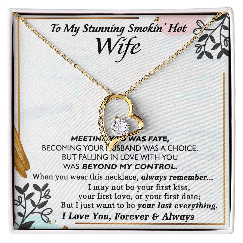 To My Smokin Hot Wife Necklace, Wedding Anniversary Jewelry For Women, Necklace For Wife from Husband, Gifts For Wife Birthday Gifts Necklace, Jewelry With Message Card In A Gift Box Forever Love Necklace