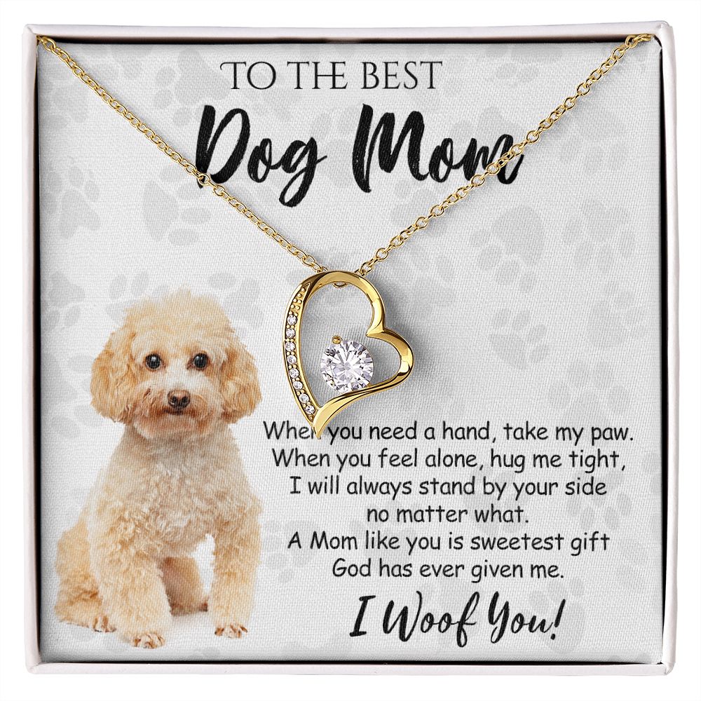 To The Best Poodle Dog Mom Knot Necklace Mother's Day Gift , I Woof You Quote Gift Card, Message Card Jewelry For Dog Lovers, Necklace For Mom Forever Love Necklace