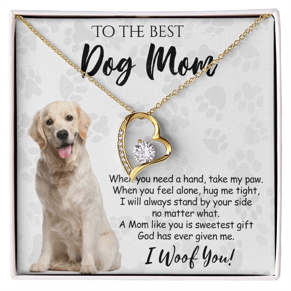 To The Best Golden Retriever Dog Mom Knot Necklace Mother's Day Gift , I Woof You Gift Card, Message Card Jewelry For Dog Lovers, Necklace For Mom Forever Love Necklace