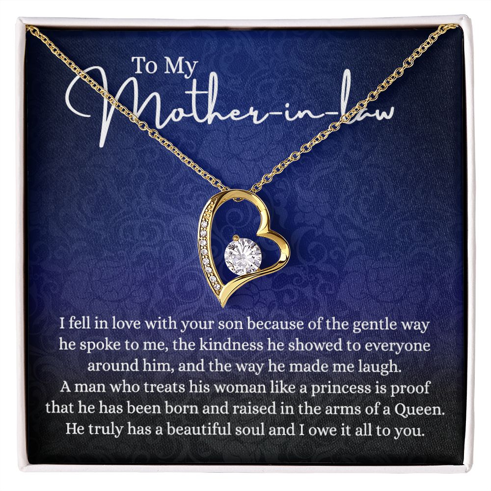 To My Mother in Law Necklace, Mother in Law Jewelry Box, Gift Card, Necklace for Mother in Law Jewelry Gift to My Mother-in-law on Wedding Day Mother's day gift for Mother in Law Forever Love Necklace