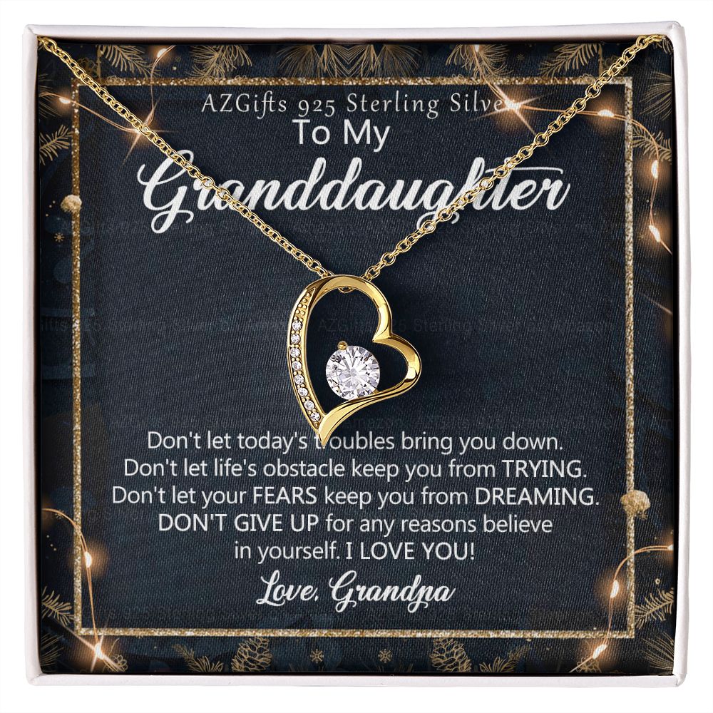 To My Granddaughter Necklace from Grandpa, Gift for Granddaughter from Grandfather, Necklace from Grandpa to Granddaughter, Granddaughter Christmas Present from Grandfather 301 Forever Love Necklace