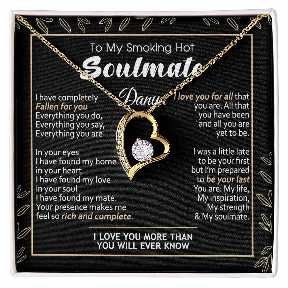 To My Smokin Hot Soulmate Necklace - Wife Gifts From Husband To My Wife Necklace, Gift for Her Romantic, Girlfriend Gifts Necklace for Wife from Men Includes Message Card and Gift Box 7 Forever Love Necklace