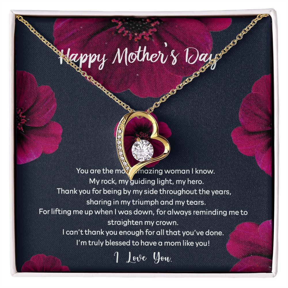 Mom Necklace Gifts for Mom from Daughter to Mom Gifts for Mothers Day from Daughter, To My Mom Necklace from Daughter to Mom Birthday Gifts Necklace with Message Card and Gift Box2235 Forever Love Necklace