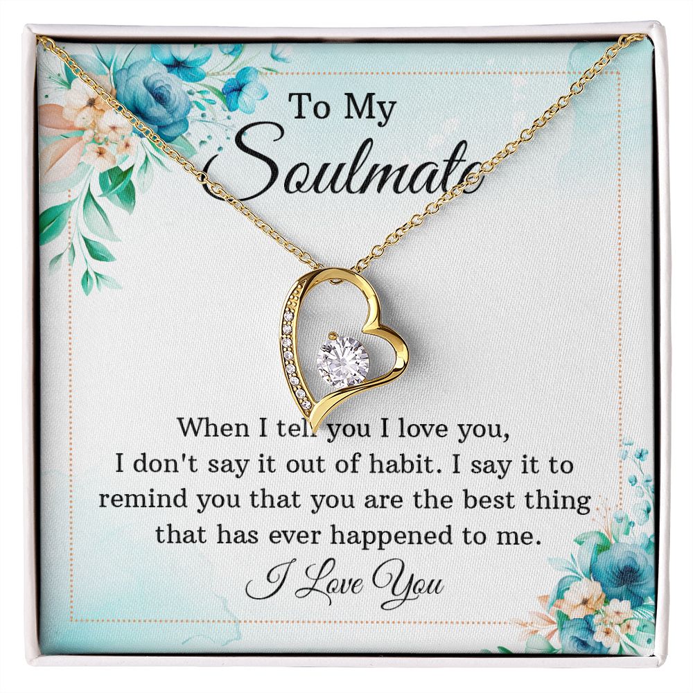 To My Soulmate Necklace for Women Birthday Christmas Jewelry Gifts For My Wife with Message Card Box Personalized Gift Present Pendant for Future Wife Soulmate Girlfriend Love 12 Forever Love Necklace