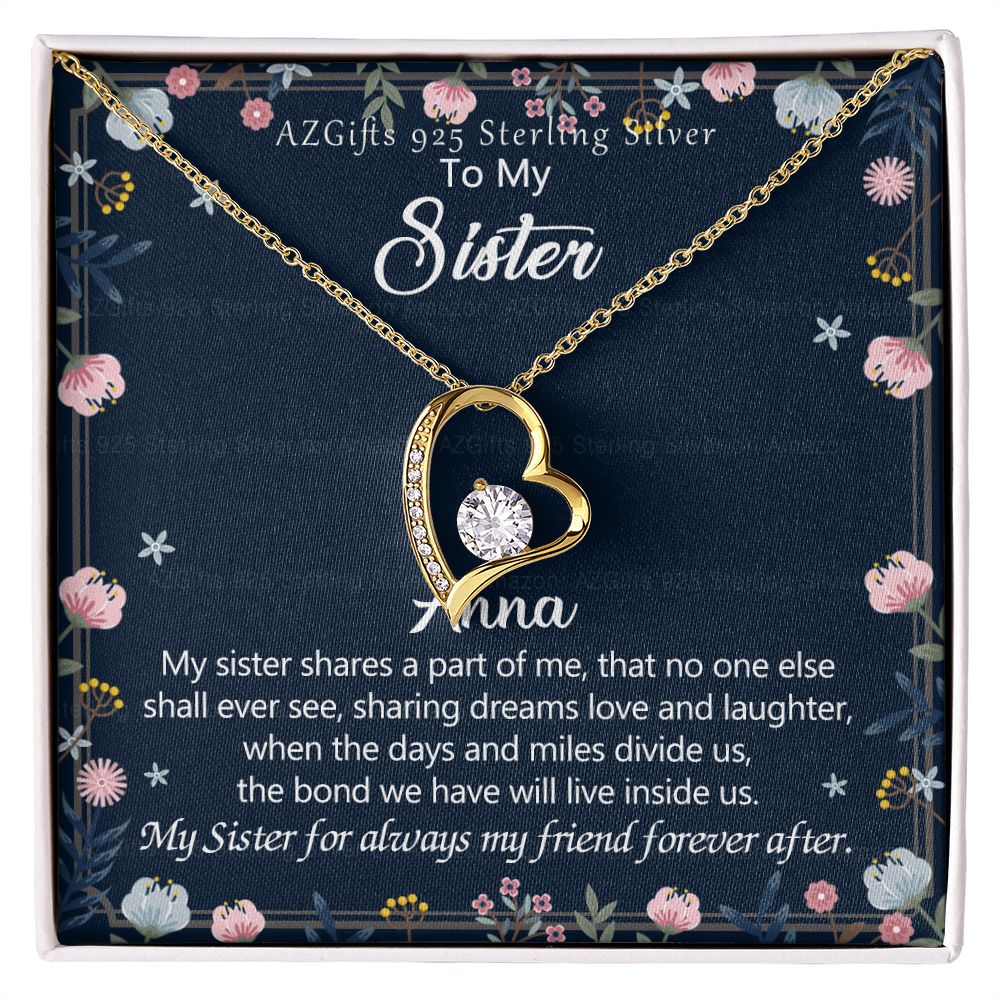 To My Sister Necklace, Pendant Inspirational Jewelry for Women Teen Girl, Keepsake Family and Friendship Gifts, Gift for Sisters, Necklace for Sisters, Sisters Jewelry 301 Forever Love Necklace