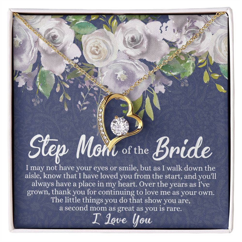 To My Stepmother of the Bride Necklace, Stepmother of the Bride Gifts Idea, Necklace for Stepmom of the Bride Gifts, Wedding Gifts for Stepmom, Gifts for Step Mother of the Bride Forever Love Necklace