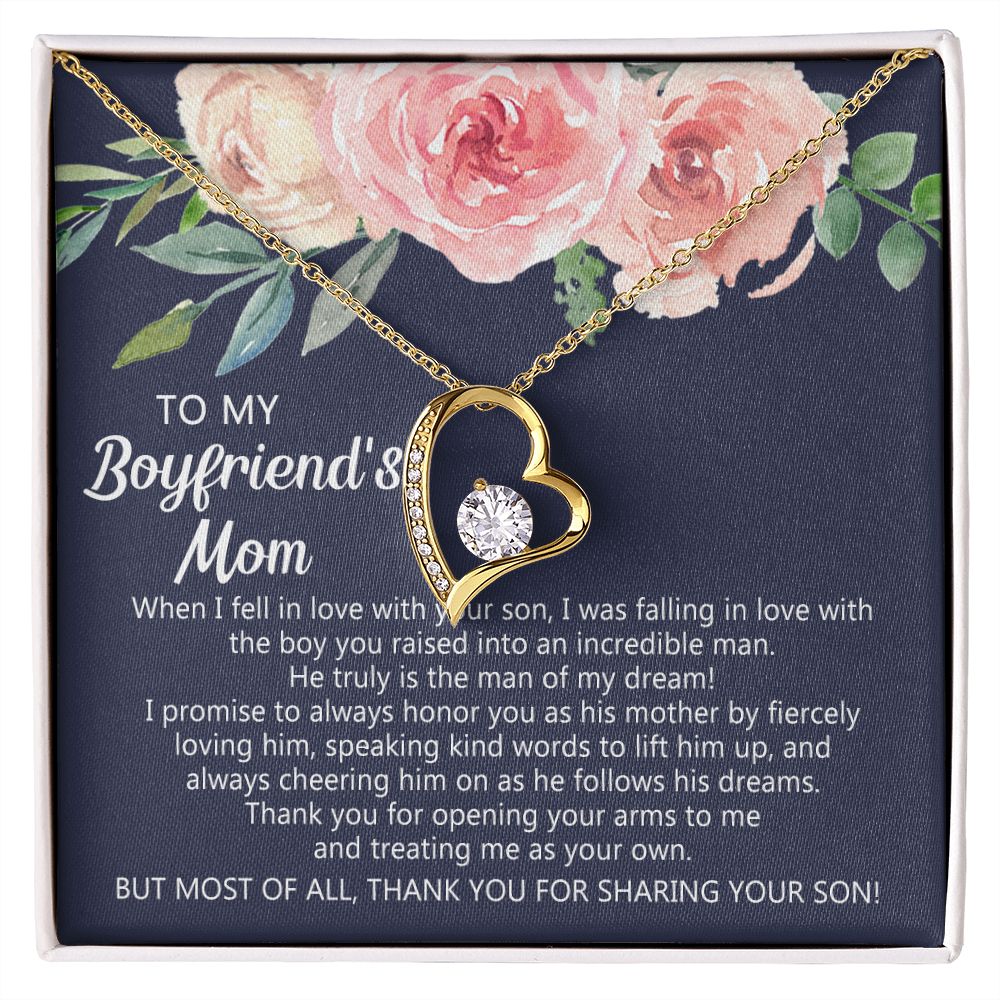 Personalized Gift for Boyfriends Mom, Boyfriends Mom Gift, Message Card Jewelry, To My Boyfriend's Mom Necklace with Message Card, Birthday Mother's Day Necklace for Boyfriend Mother Forever Love Necklace