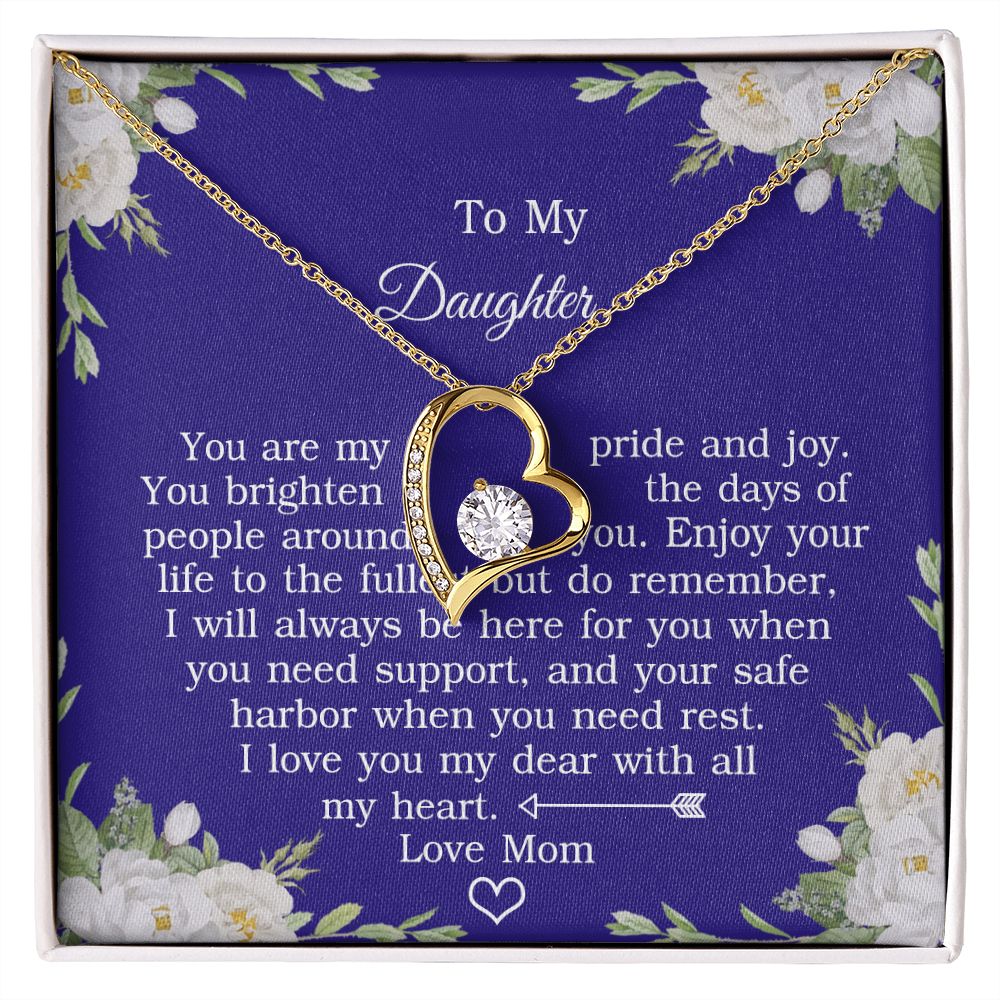 Mother Daughter Gift Ideas, To My Daughter Gift Necklace from Mom, Jewelry Pendant Present for Daughter, Birthday Christmas Gift Graduation Gifts for Daughters, Mother and Daughter Necklace 2137 Forever Love Necklace