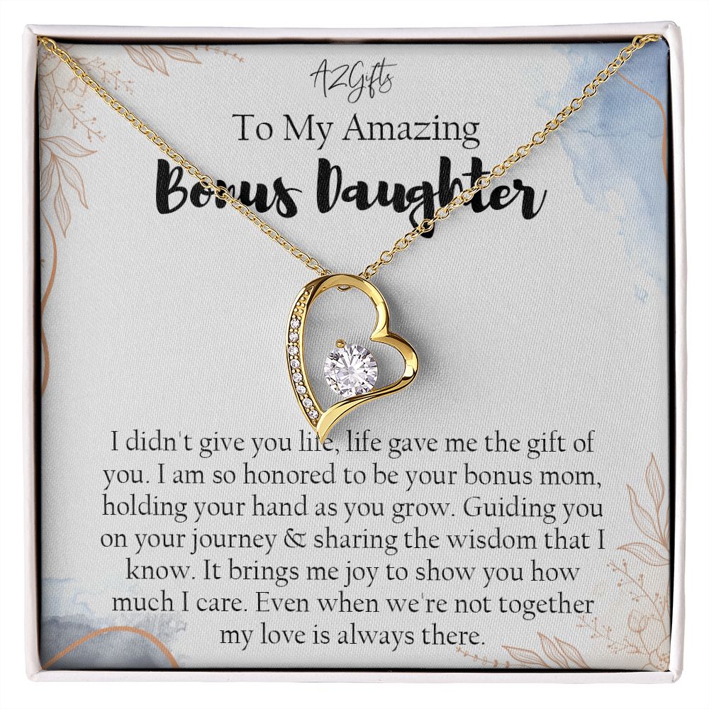 Bonus Daughter Gifts From Stepdad, Step Daughter Gifts From Stepmom, Stepdaughter Gifts From Stepdad, Father Stepdaughter Necklace, To My Bonus Daughter Necklaces, Christmas Gifts For Bonus1 Forever Love Necklace