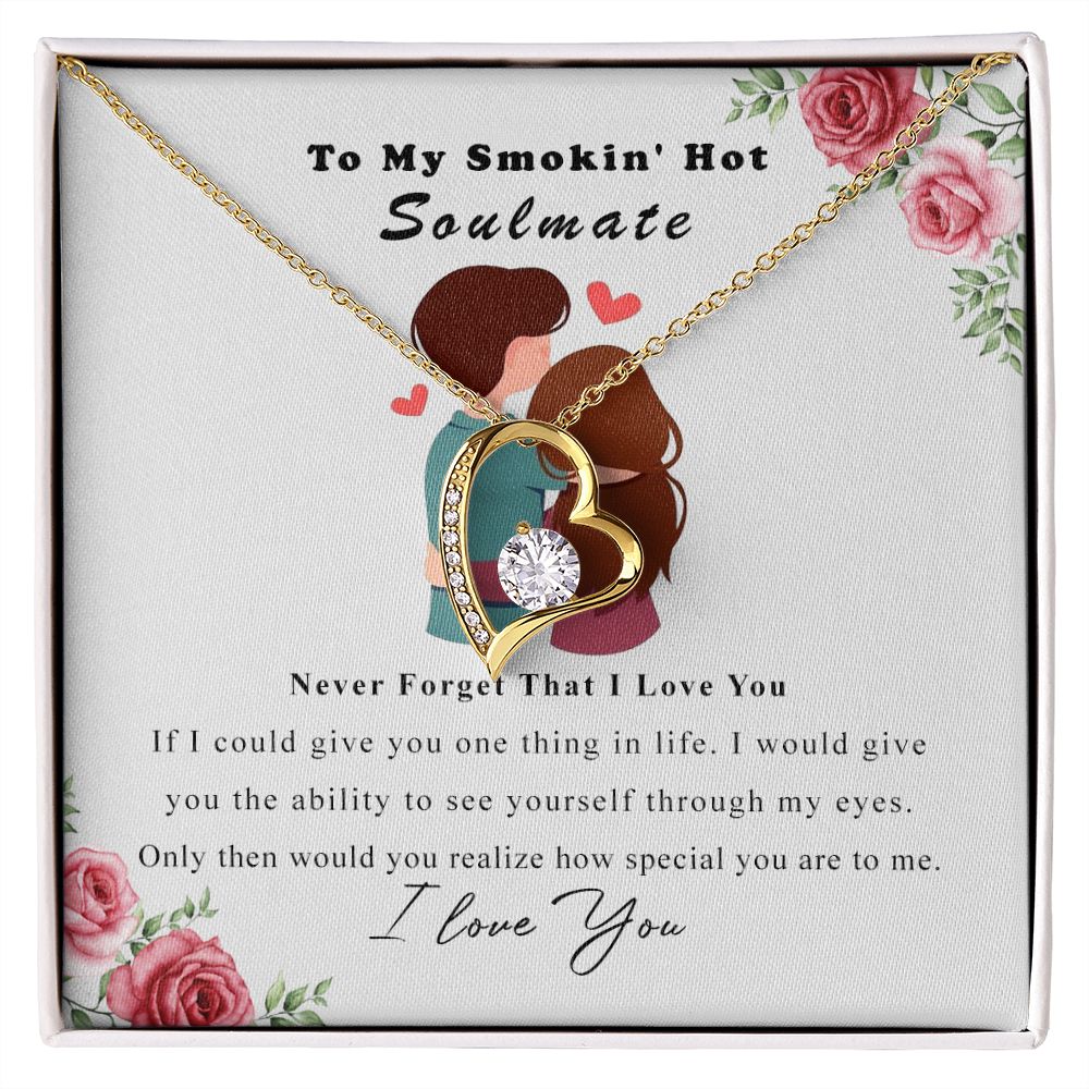 To My Smokin Hot Soulmate Necklace - Wife Gifts From Husband To My Wife Necklace, Gift for Her Romantic, Girlfriend Gifts Necklace for Wife from Men Includes Message Card and Gift Box Forever Love Necklace