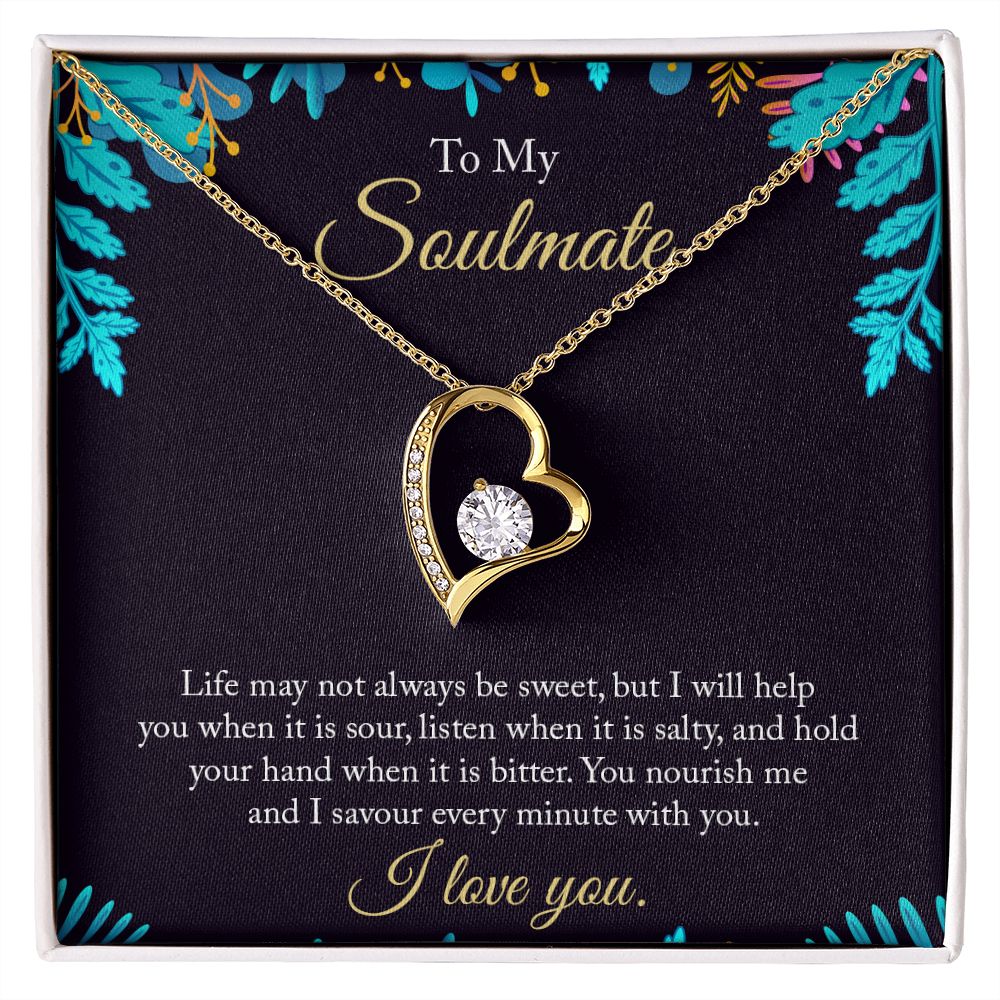 To My Soulmate Necklace for Women Birthday Christmas Jewelry Gifts For My Wife with Message Card Box Personalized Gift Present Pendant for Future Wife Soulmate Girlfriend Love 16 Forever Love Necklace