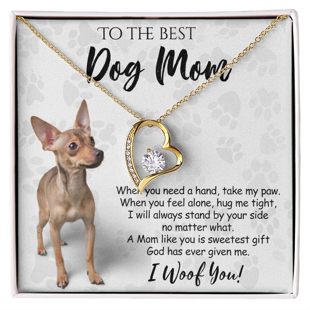 To The Best Chihuahua Dog Mom Knot Necklace Mother's Day Gift , I Woof You Quote Gift Card, Message Card Jewelry For Dog Lovers, Necklace For Mom Forever Love Necklace