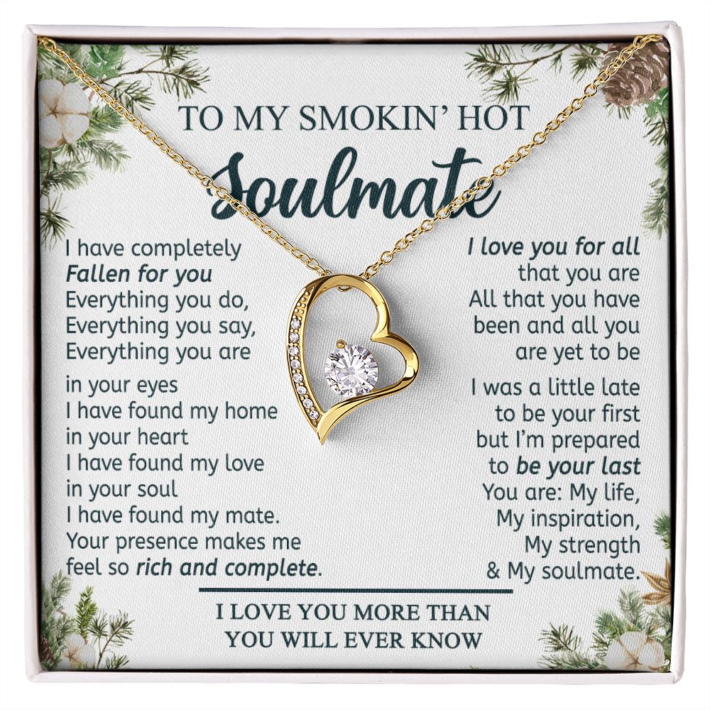 To My Smokin Hot Soulmate Necklace - Wife Gifts From Husband To My Wife Necklace, Gift for Her Romantic, Girlfriend Gifts Necklace for Wife from Men Includes Message Card and Gift Box 11 Forever Love Necklace