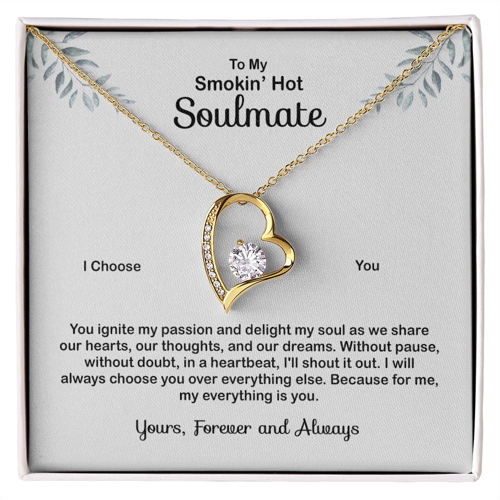 To My Soulmate Necklace for Women Birthday Valentines Day Jewelry Gifts For My Wife with Message Card Box Personalized Gift Present Pendant for Future Wife Soulmate Girlfriend Love 4 Forever Love Necklace