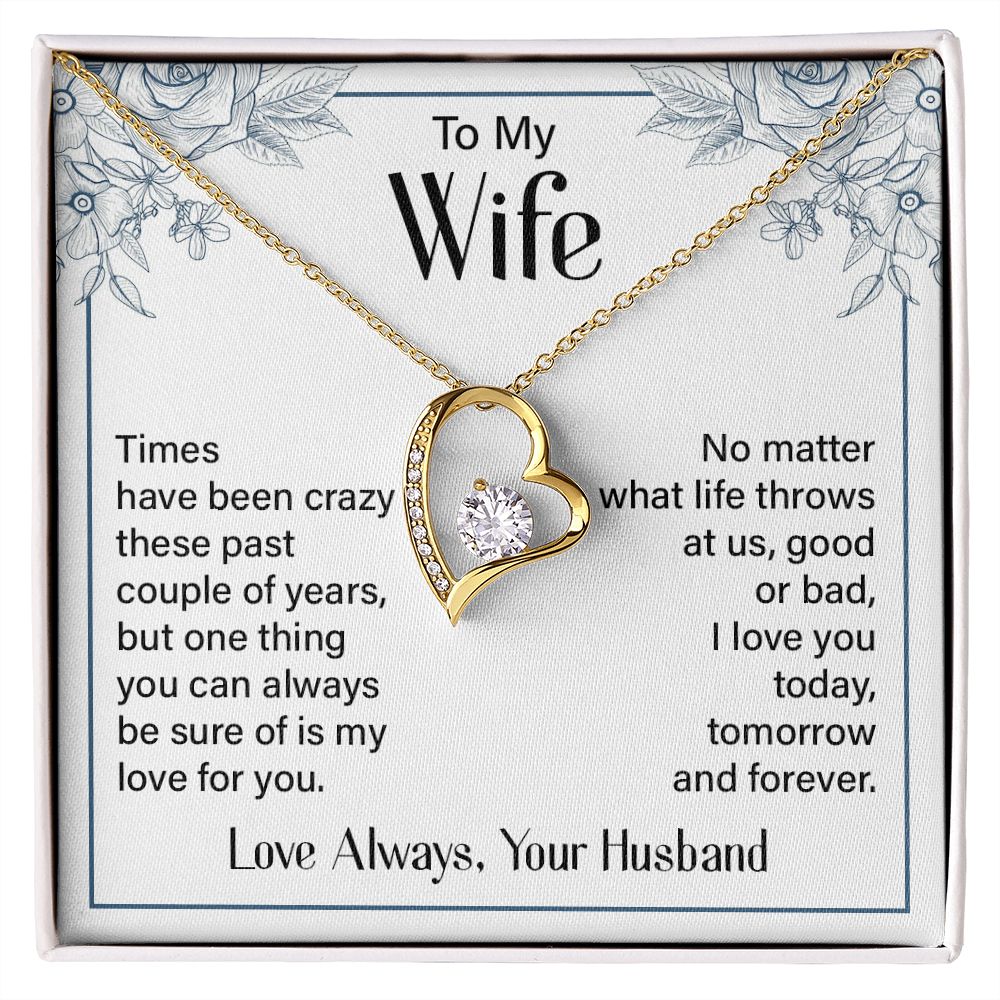 To My Wife Necklace from Husband, Personalized Necklace for Women, Luxury Necklace for Wife from Man Men, Wedding Anniversary Present For Wife, Beautiful Wife Jewelry Christmas Birthday Gift For Wife20 Forever Love Necklace