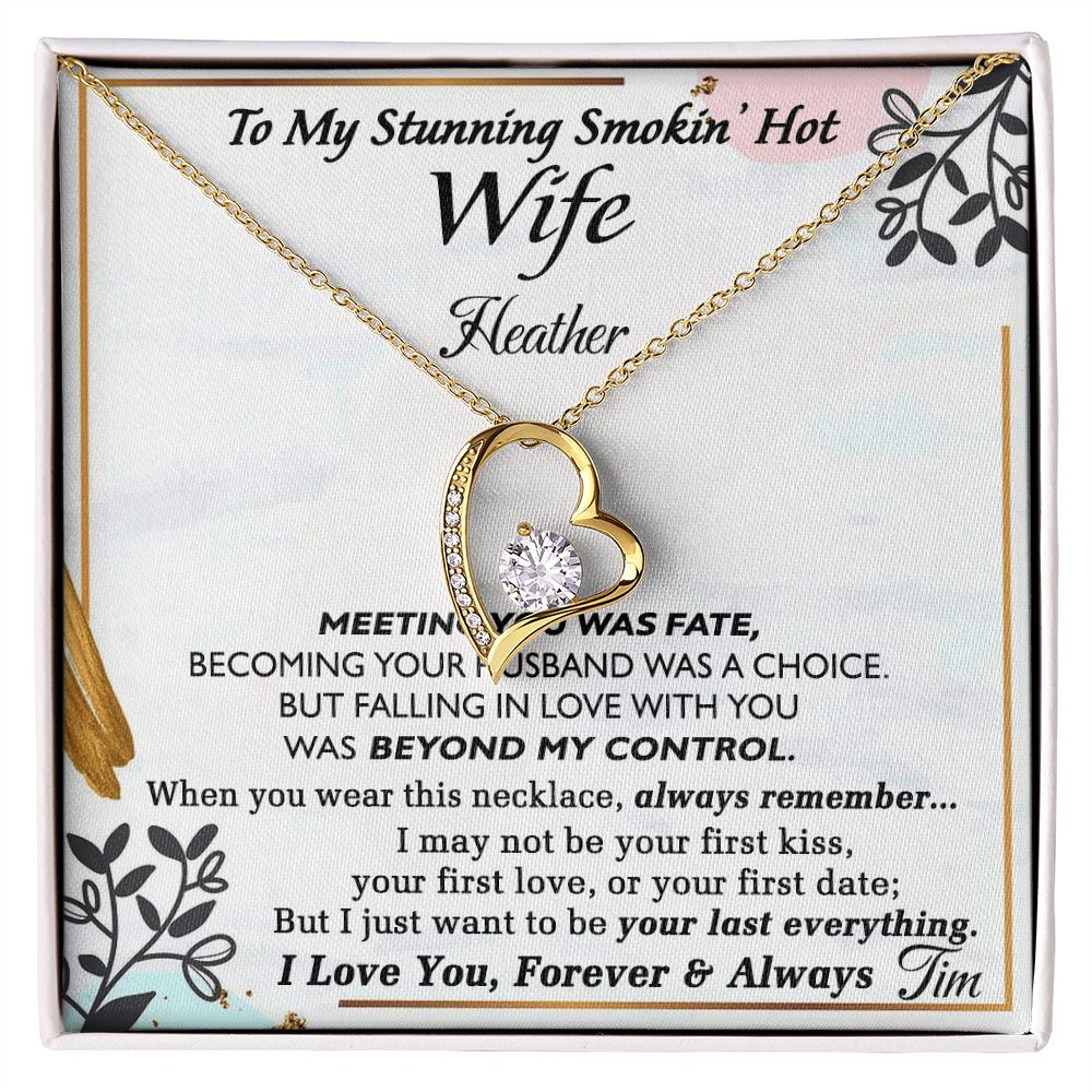 To My Wife Necklace from Husband, Personalized Necklace for Women, Luxury Necklace for Wife from Man Men, Wedding Anniversary Present For Wife, Beautiful Wife Jewelry Christmas Birthday Gift For Wife22 Forever Love Necklace