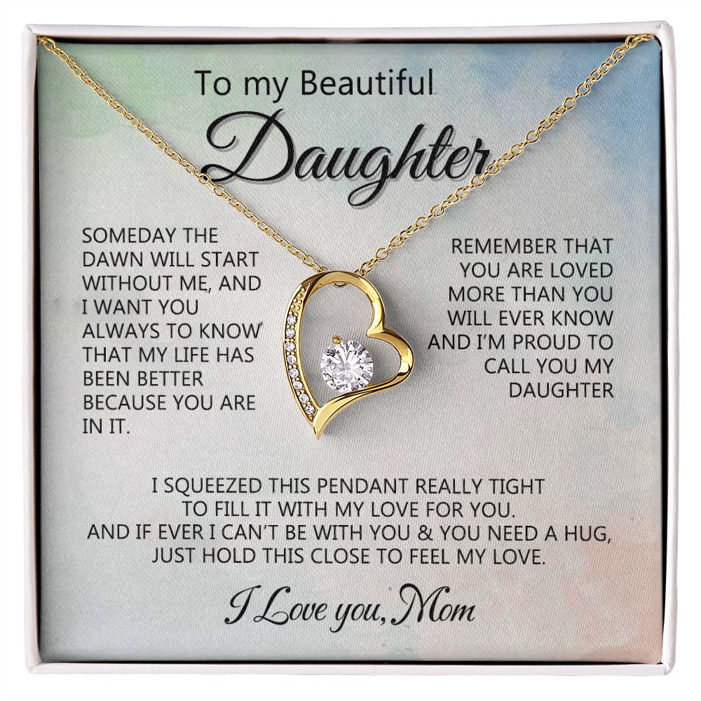 Jewelry Pendant Present for Daughter, To My Daughter Gift Necklace from Mom, Mother Daughter Gift Ideas, Birthday Christmas Gift Graduation Gifts for Daughters, Mother and Daughter Necklace 14 Forever Love Necklace
