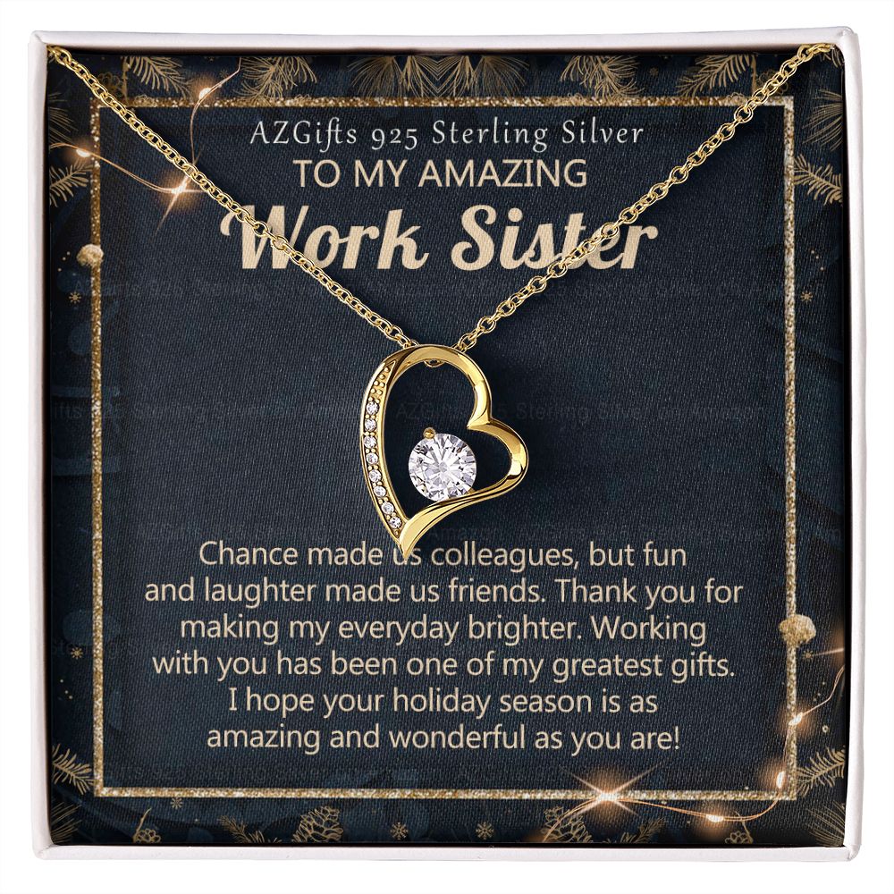 To My Work Sister Necklace Gift for Colleague Christmas Necklace for Work Sister from Co-Worker Christmas Pendant Gift for Colleague Christmas Jewelry Gift for Her Women 301 Forever Love Necklace