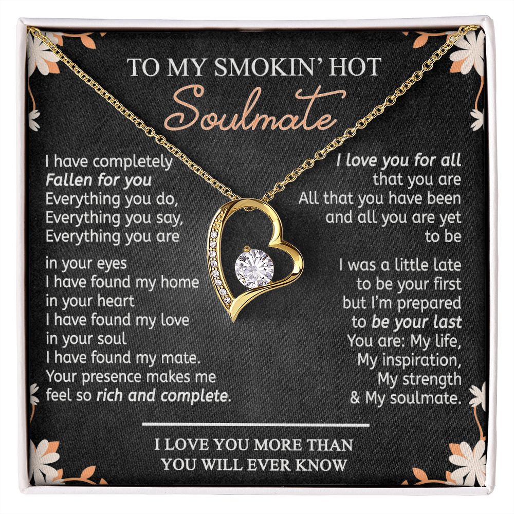 To My Smokin Hot Soulmate Necklace - Wife Gifts From Husband To My Wife Necklace, Gift for Her Romantic, Girlfriend Gifts Necklace for Wife from Men Includes Message Card and Gift Box 10 Forever Love Necklace