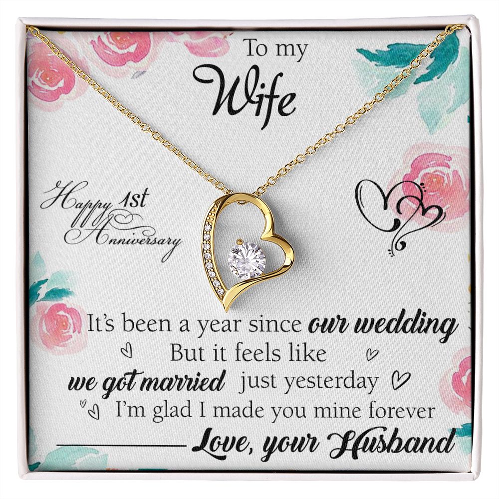 To My Wife Necklace, Wedding Anniversary Jewelry For Women, Necklace For Wife from Husband, Gift For Wife Birthday Gifts From Husband Necklace, Jewelry With Message Card In A Gift Box2 Forever Love Necklace
