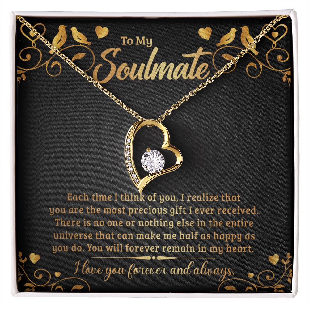 To My Soulmate Necklace for Women Birthday Christmas Jewelry Gifts For My Wife with Message Card Box Personalized Gift Present Pendant for Future Wife Soulmate Girlfriend Love 19 Forever Love Necklace