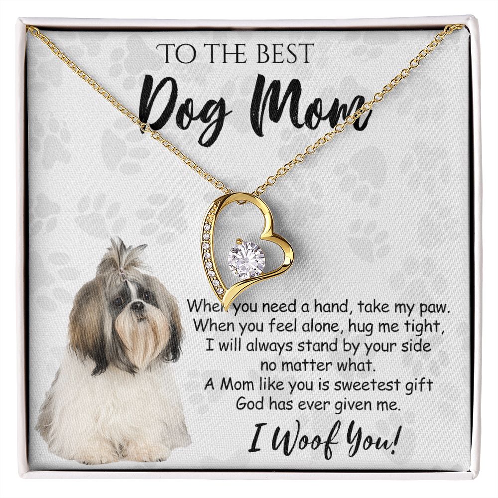 To The Best Shih Tzu Dog Mom Knot Necklace Mother's Day Gift , I Woof You Quote Gift Card, Message Card Jewelry For Dog Lovers, Necklace For Mom Forever Love Necklace